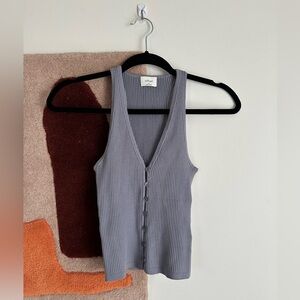Wilfred Charcoal blue Ribbed Buttoned Tank Top